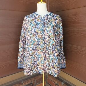 Talbots Plus Women's Size 1X Ruffle Floral Blouse NWOT